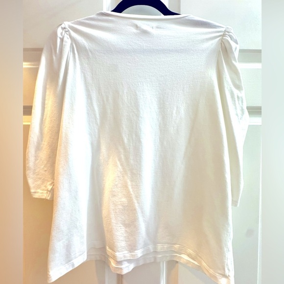 Grey State EUC Sz XL Ivory Shirred Short Puff Sleeve Top - Picture 3 of 5